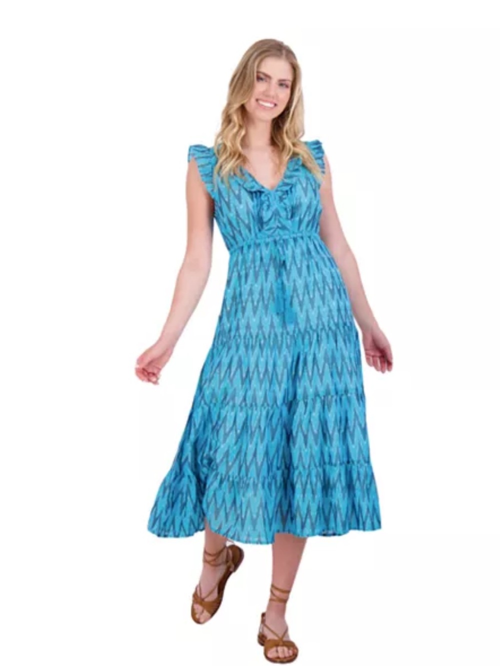 NWT Mer St. Barth Giselle Maxi Dress Turquoise Ikat